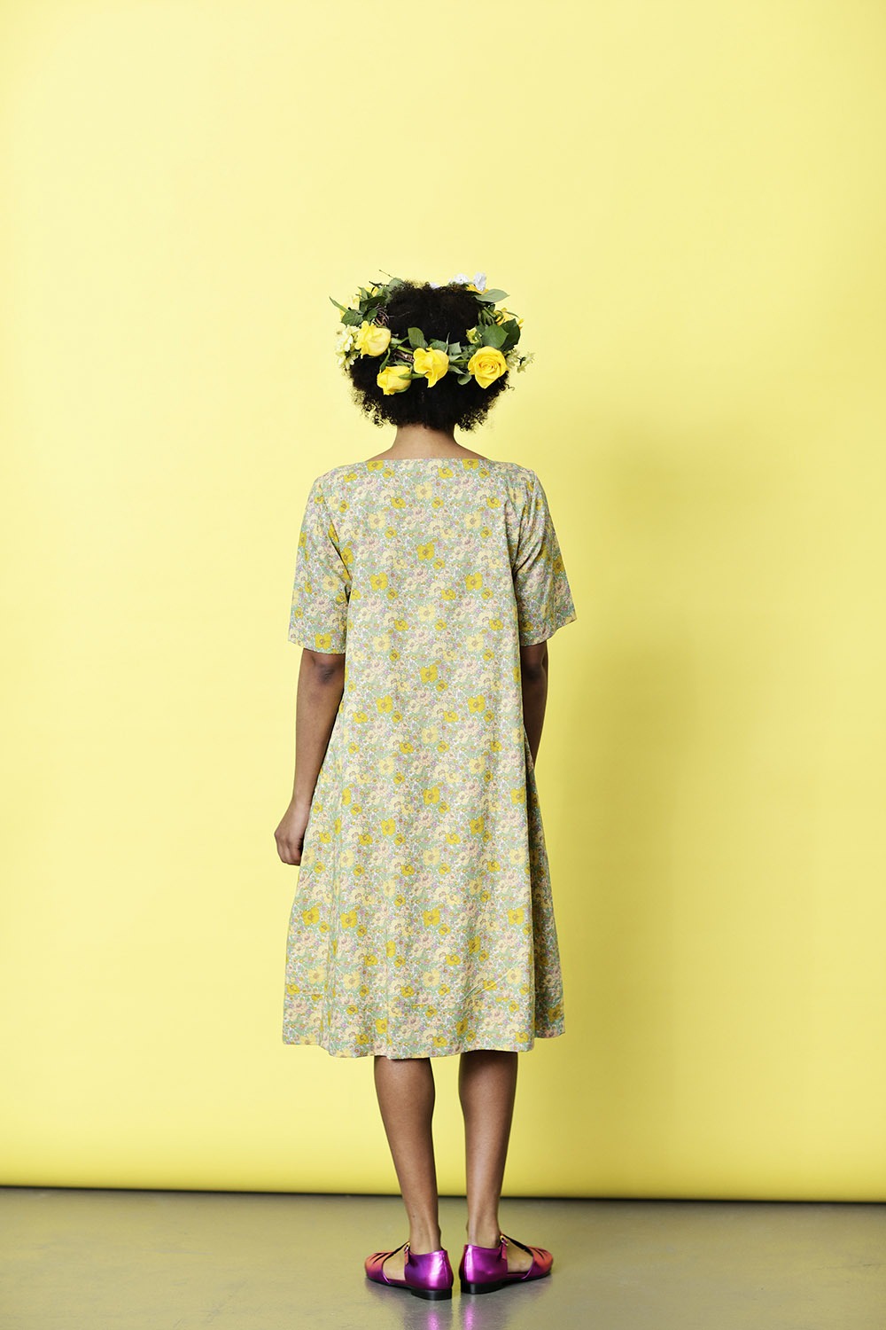 Enkel kjole med Liberty print - McVERDI - Læsøshoppen